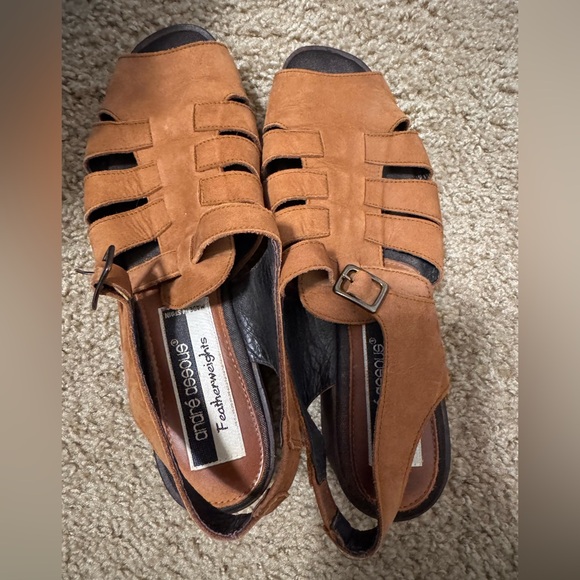 Andre Assous Shoes - Andre Assous Tan Suede Sandals with Buckle